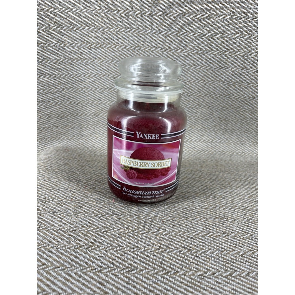 Yankee Candle Raspberry Sorbet Housewarmer 22oz Jar Candle NEW Black Band